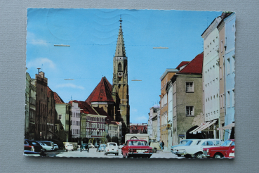 AK Neuötting / 1969 / Ludwigstrasse mit Kath Pfarrkirche / Strassenansicht / Auto